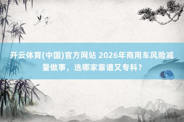 开云体育(中国)官方网站 2026年商用车风险减量做事，选哪家靠谱又专科？