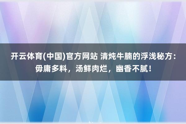 开云体育(中国)官方网站 清炖牛腩的浮浅秘方：毋庸多料，汤鲜肉烂，幽香不腻！