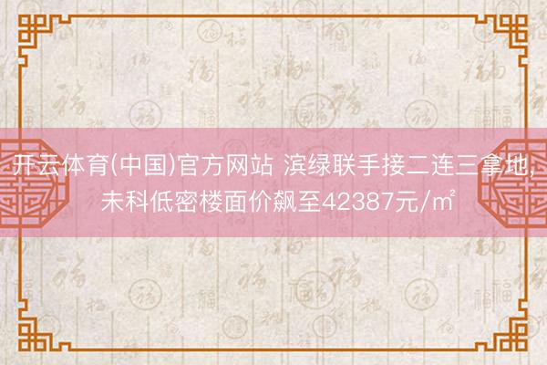 开云体育(中国)官方网站 滨绿联手接二连三拿地， 未科低密楼面价飙至42387元/㎡